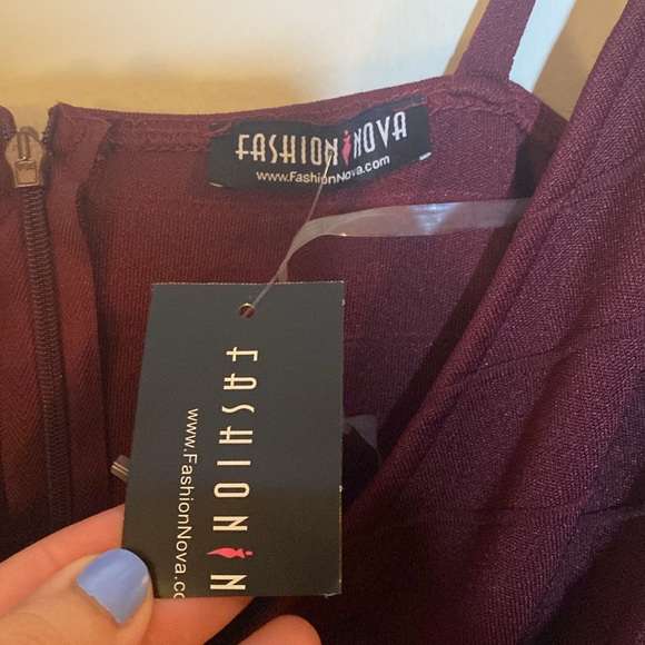 FASHION NOVA Set You Free Dress Color Burgundy - Picture 7 of 9